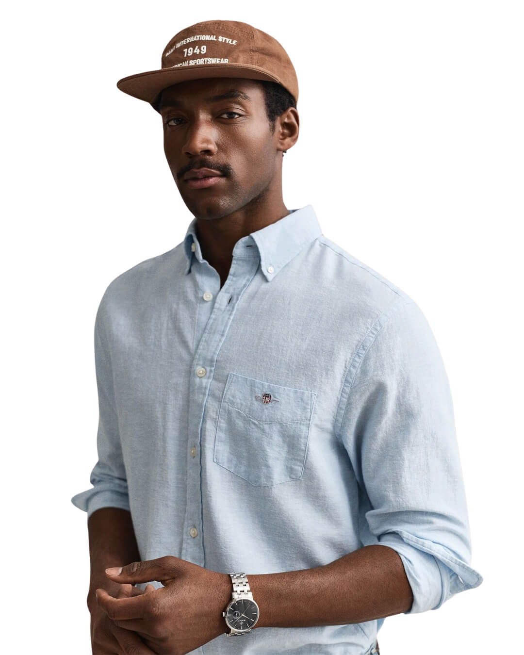 Gant Shirts Gant Sky Blue Reg Cotton Linen  Shirt