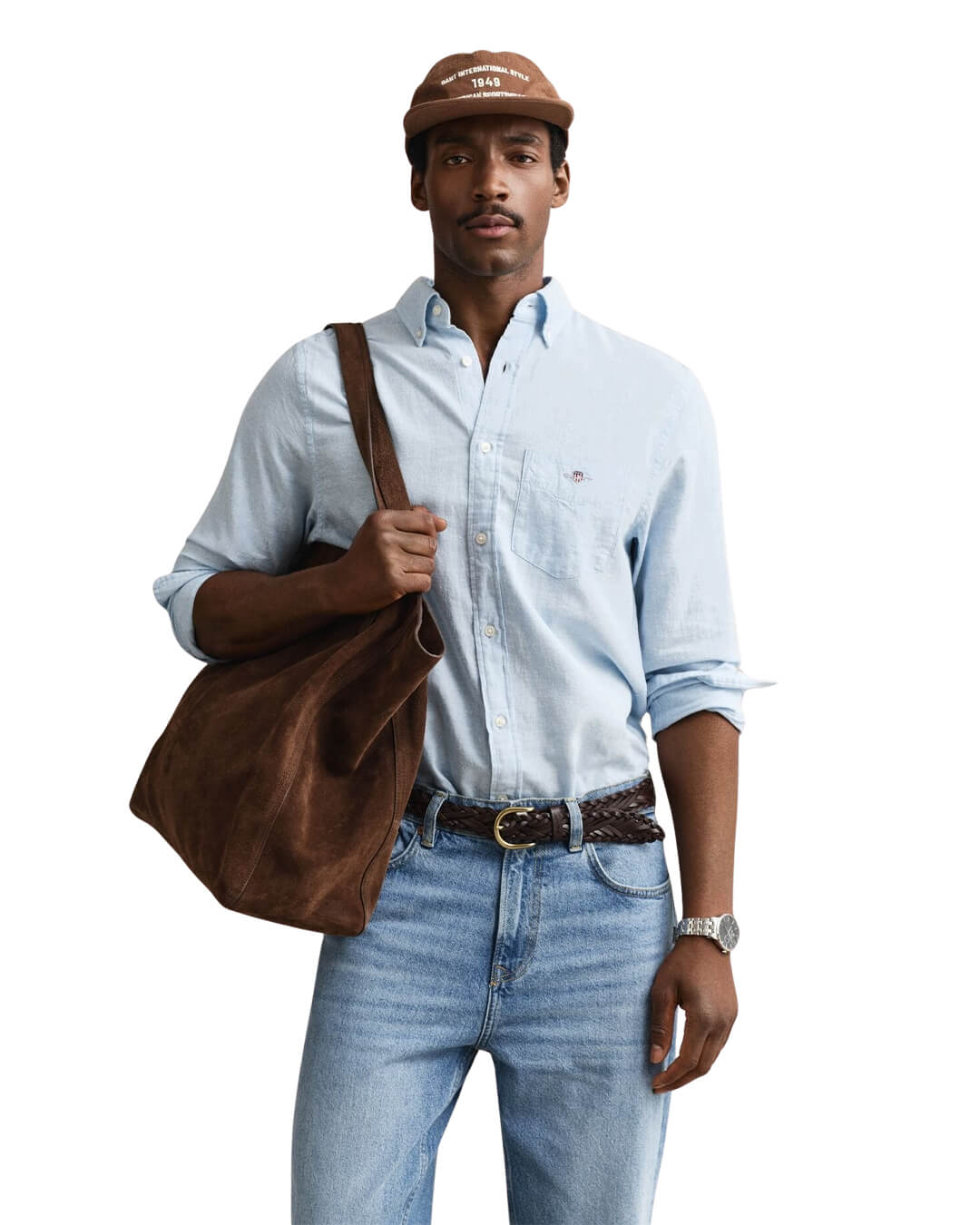Gant Shirts Gant Sky Blue Reg Cotton Linen  Shirt