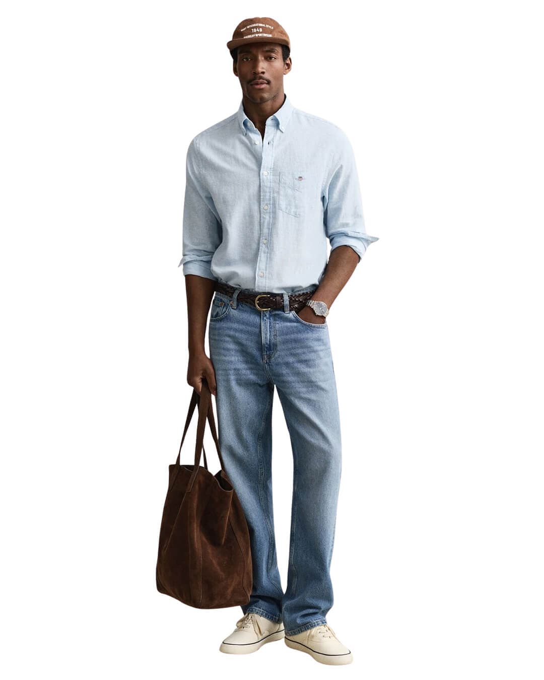 Gant Shirts Gant Sky Blue Reg Cotton Linen  Shirt