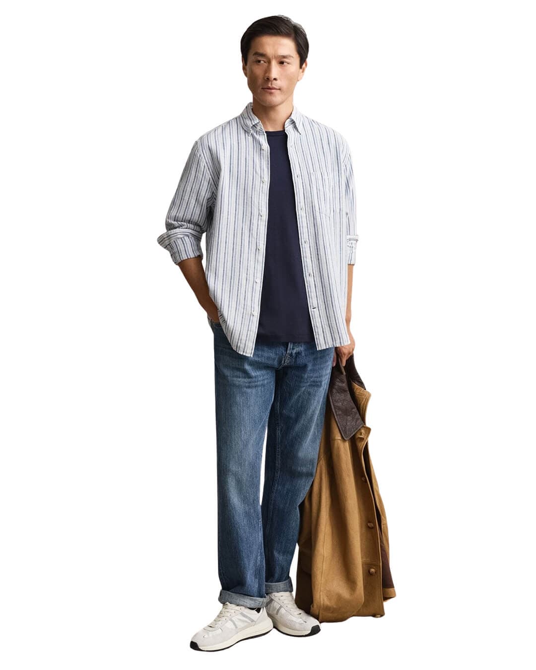 Gant Shirts Gant  Vintage Blue Reg Cotton Linen Stripe  Shirt