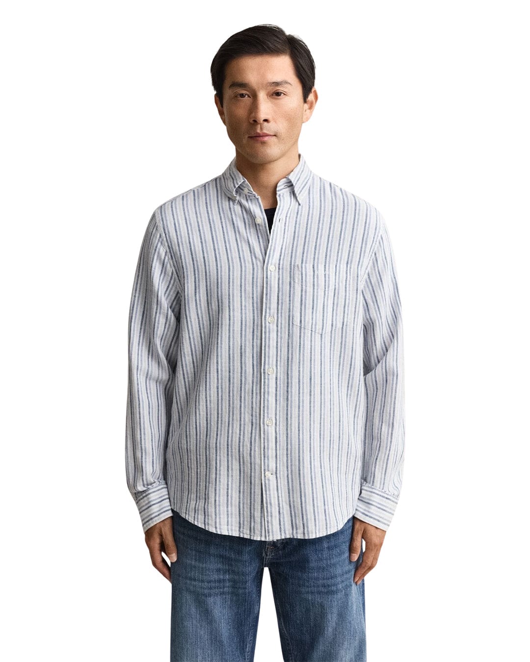 Gant Shirts Gant  Vintage Blue Reg Cotton Linen Stripe  Shirt