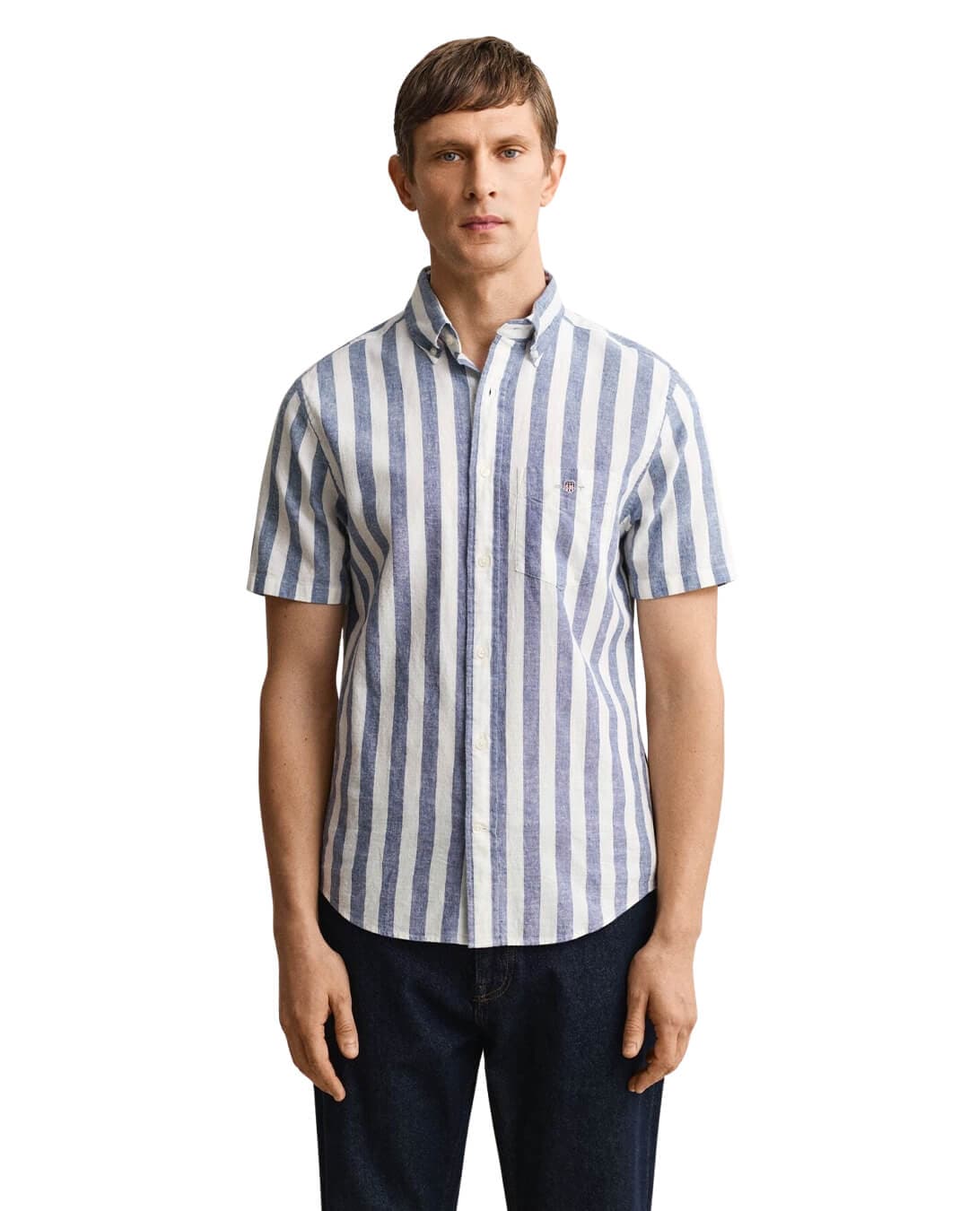 Gant Shirts Gant  Vintage Blue  Reg Cotton Linen Stripe  Shirt