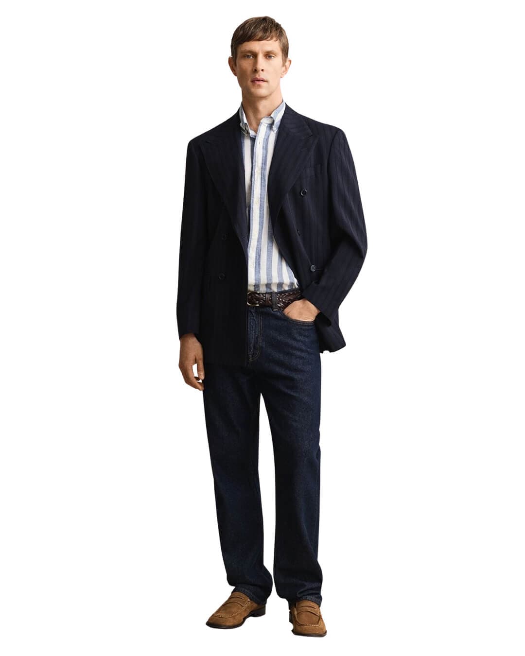 Gant Shirts Gant  Vintage Blue  Reg Cotton Linen Stripe  Shirt