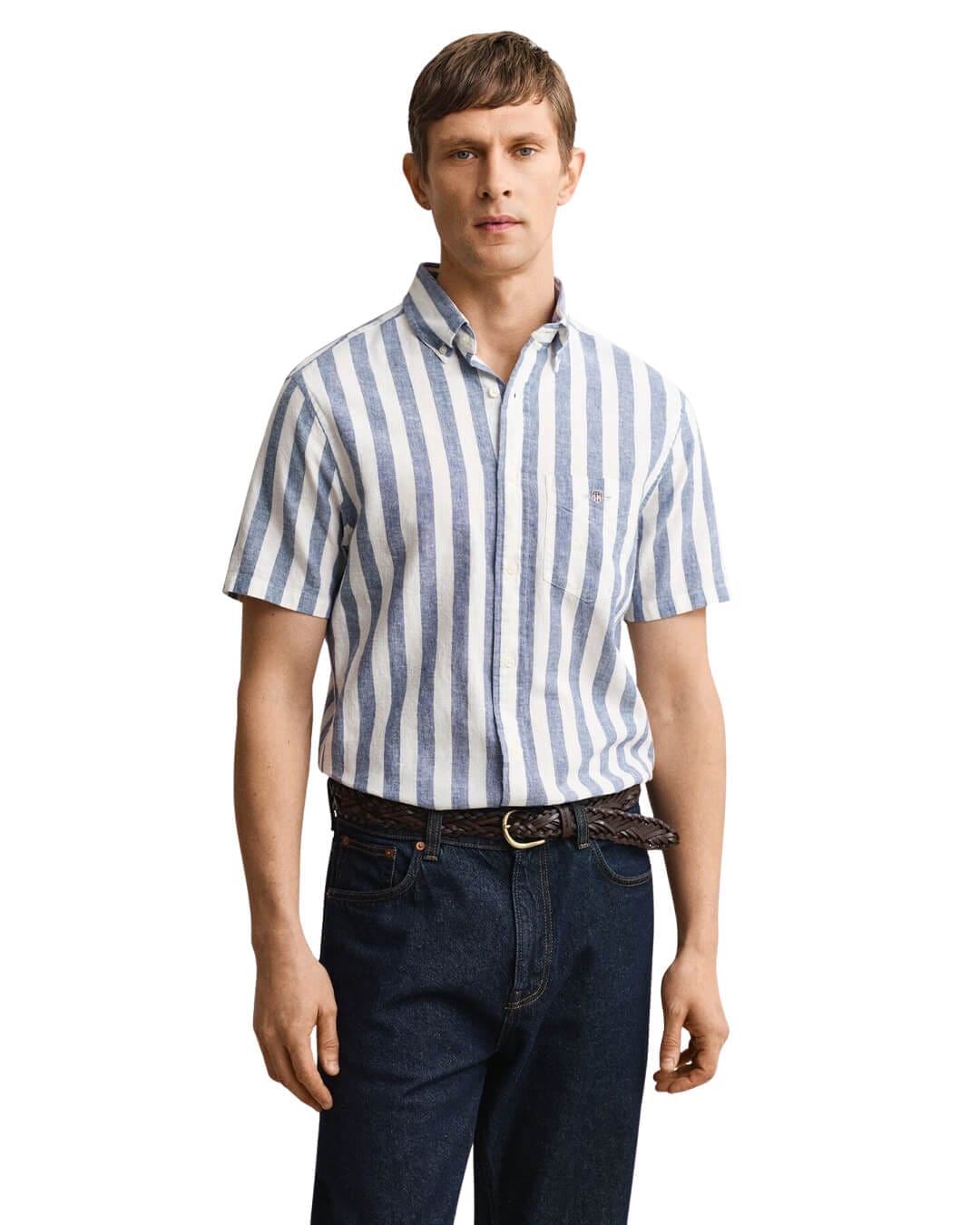 Gant Shirts Gant  Vintage Blue  Reg Cotton Linen Stripe  Shirt