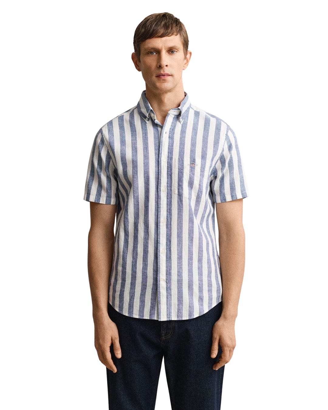 Gant Shirts Gant  Vintage Blue  Reg Cotton Linen Stripe  Shirt