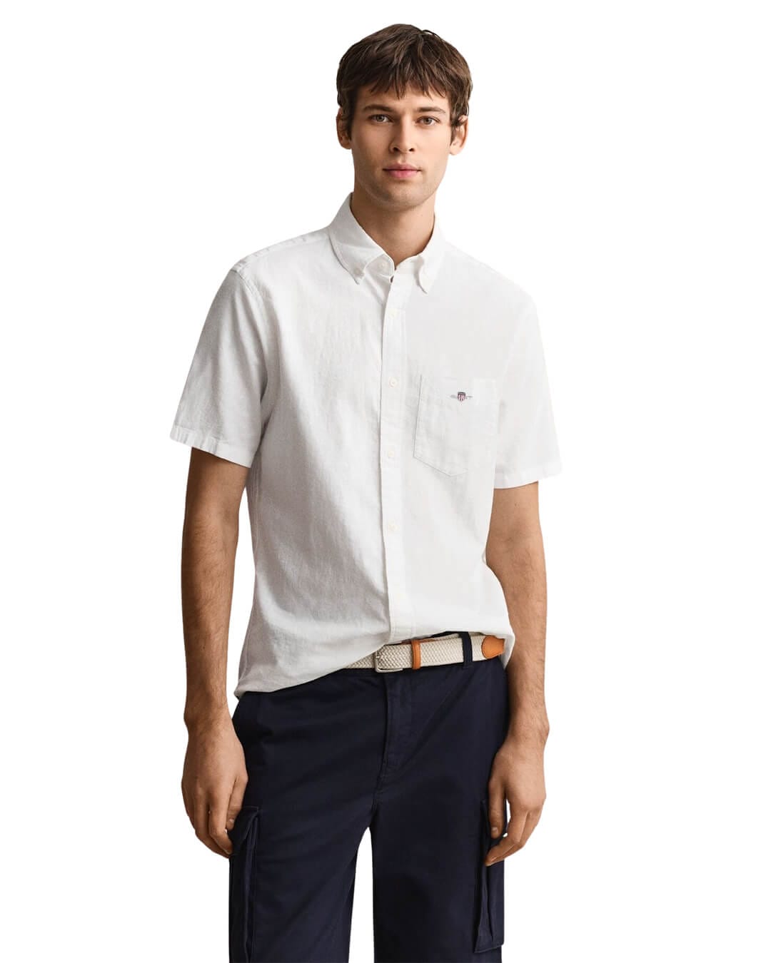 Gant Shirts Gant White  Reg Cotton Linen Shirt