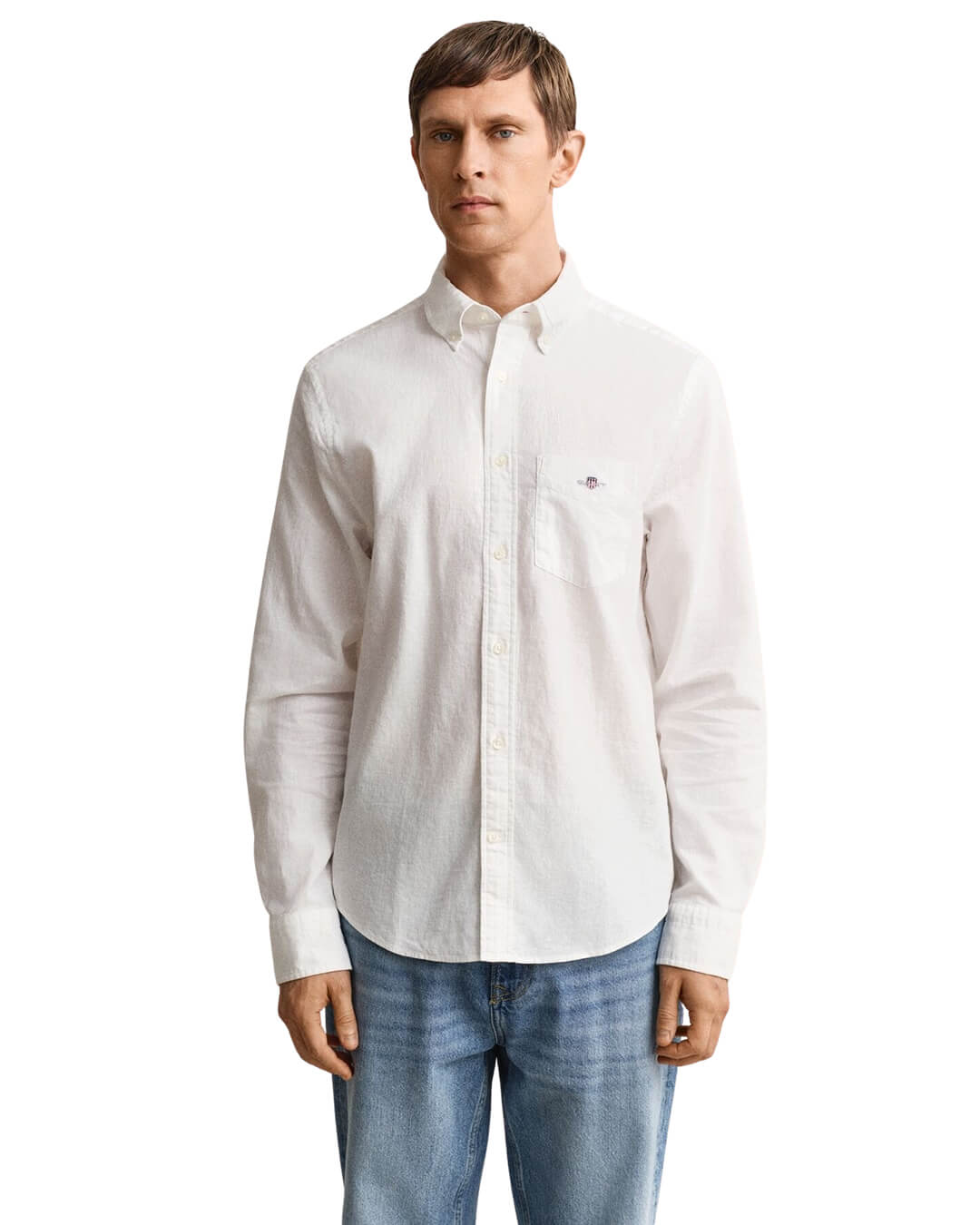 Gant Shirts 3XL Gant White Reg Cotton Linen   Shirt