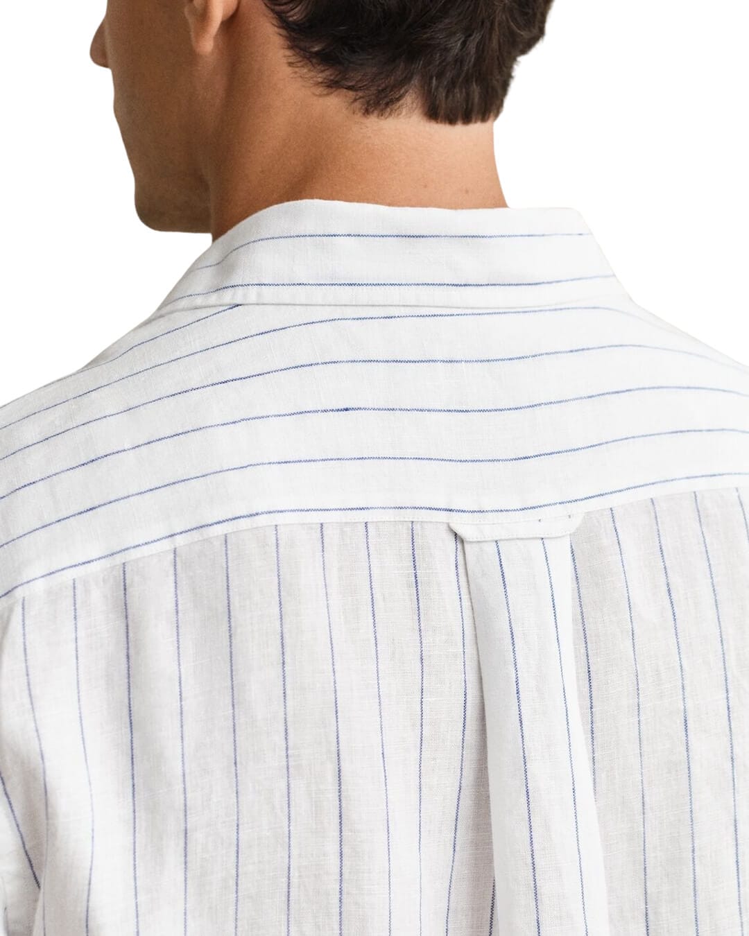 Gant Shirts Gant White Reg Linen Stripe  Shirt