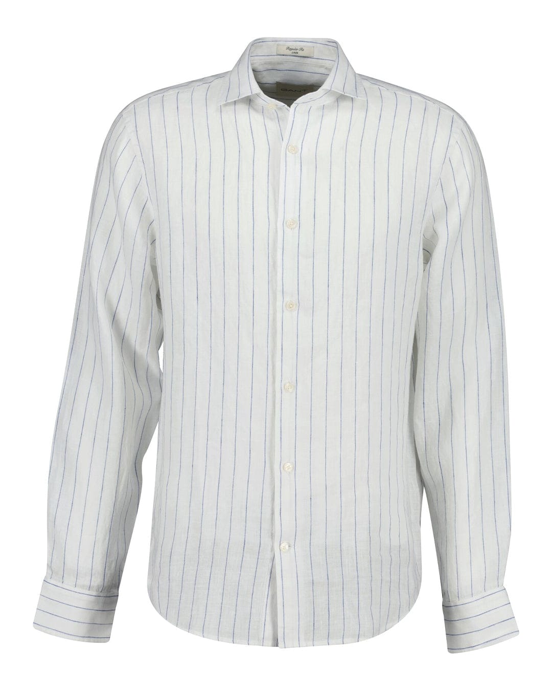 Gant Shirts Gant White Reg Linen Stripe  Shirt