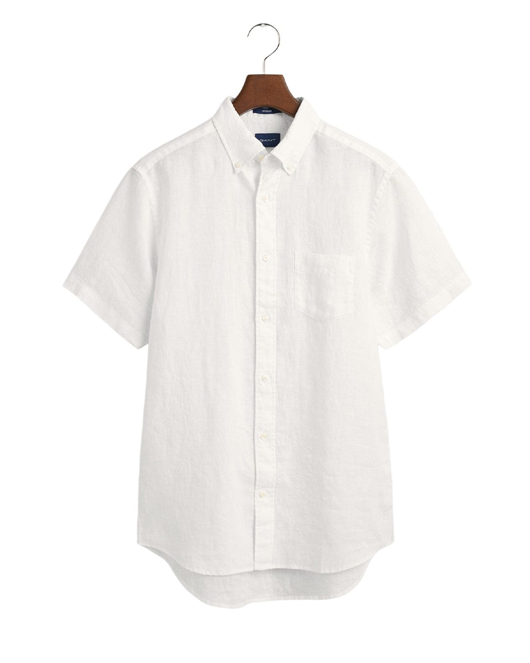 Gant Shirts Gant White Regular Fit Linen Short Sleeve Shirt