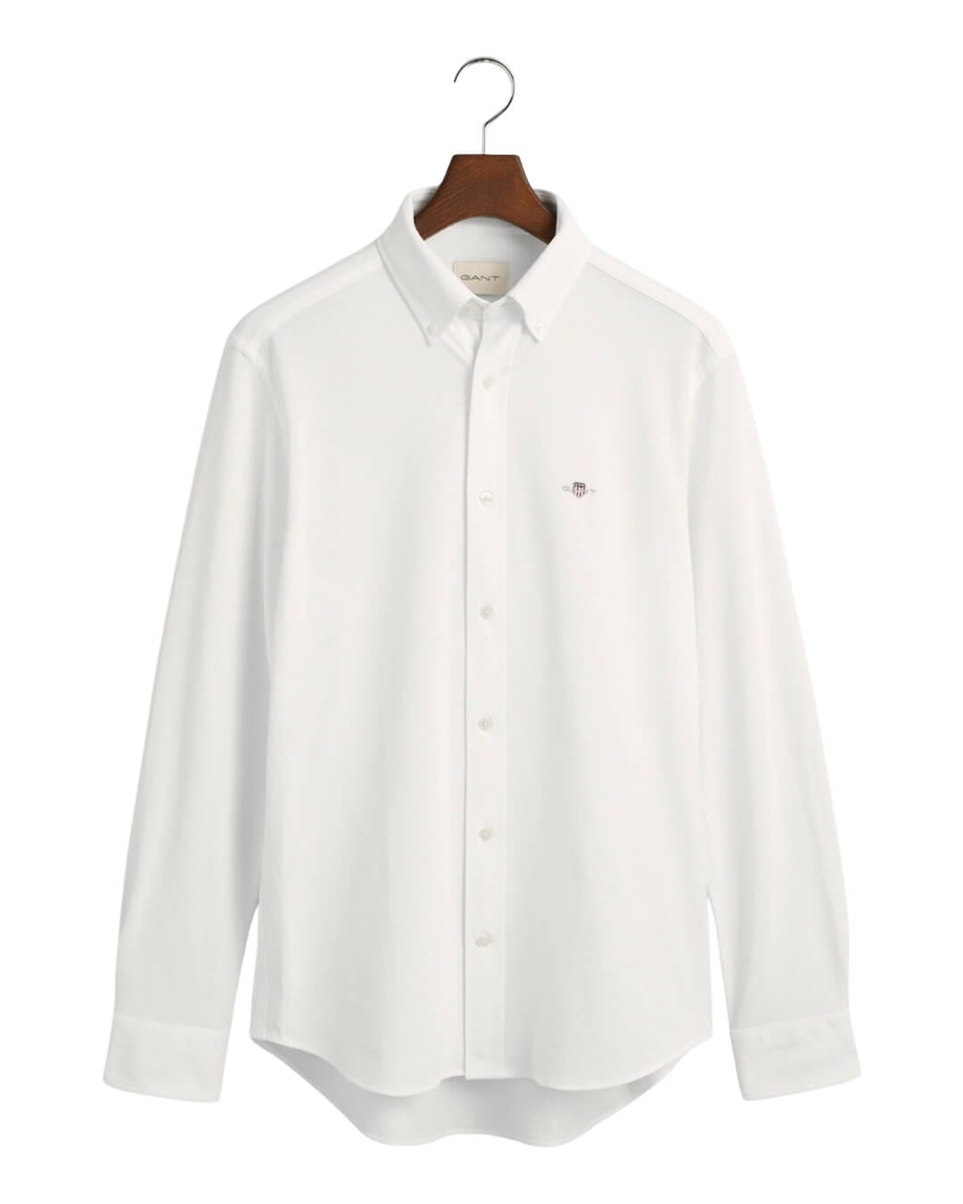 Gant Shirts Gant White Regular Jersey Pique Shirt