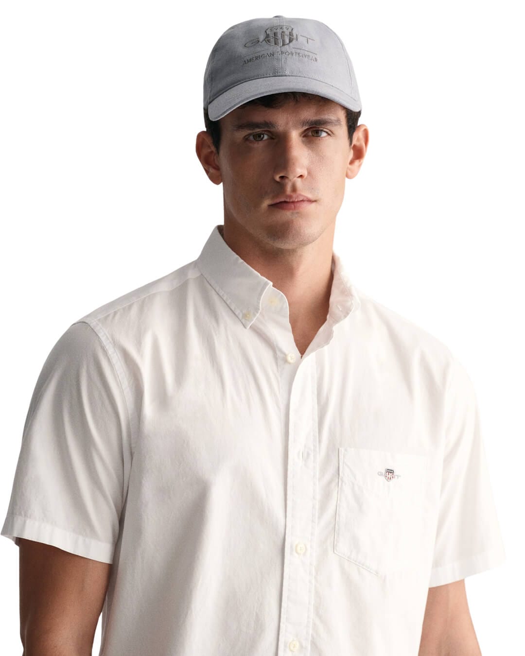 Gant Shirts Gant White Regular Poplin Short Sleeved Shirt