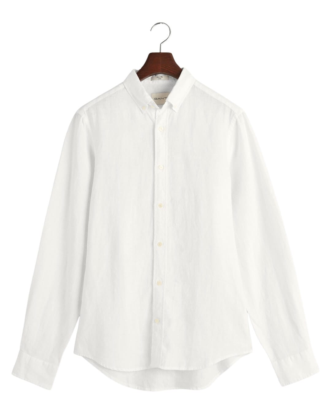 Gant Shirts Gant White Slim Fit Linen Long Sleeved Shirt