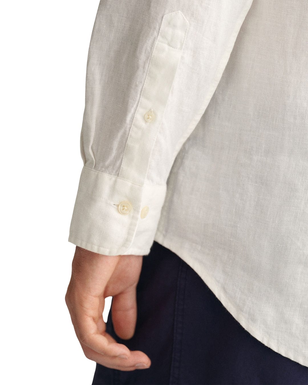 Gant Shirts Gant White Slim Fit Linen Long Sleeved Shirt