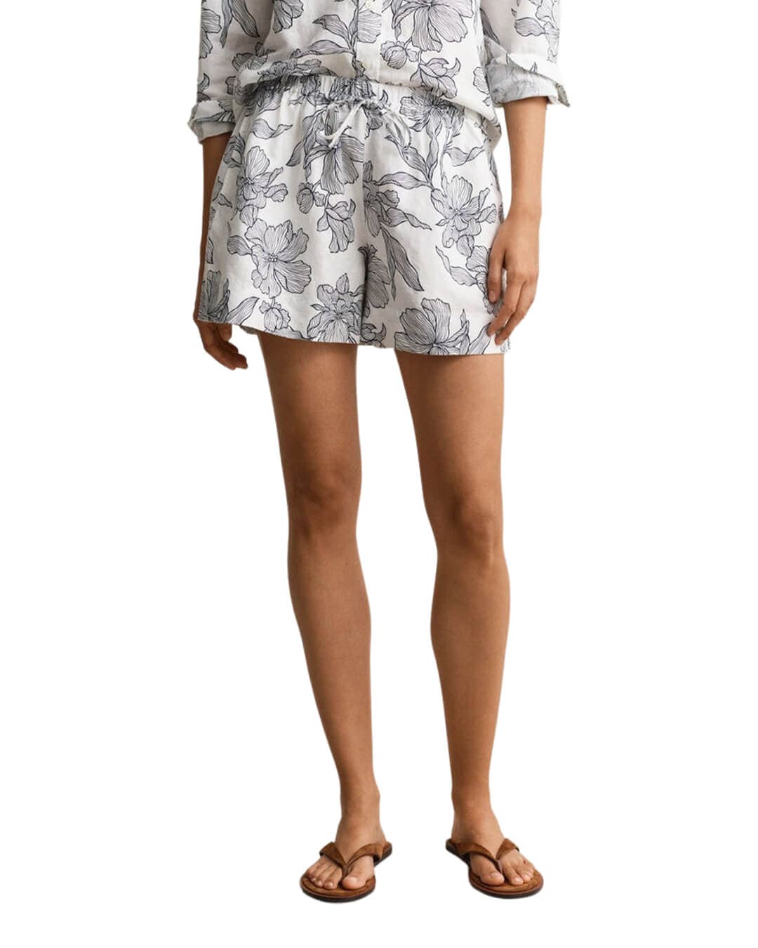 Gant Shorts Gant Blue Floral Print Linen Shorts
