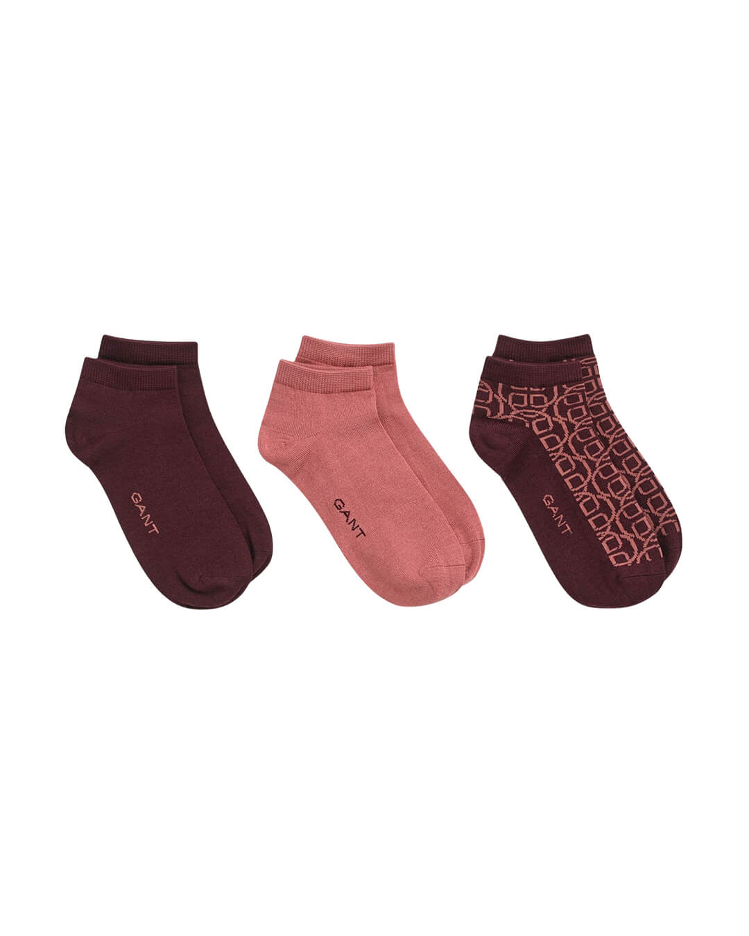 Gant Socks Gant Bur Ankle Socks 3 Pack G656 Plum Wine