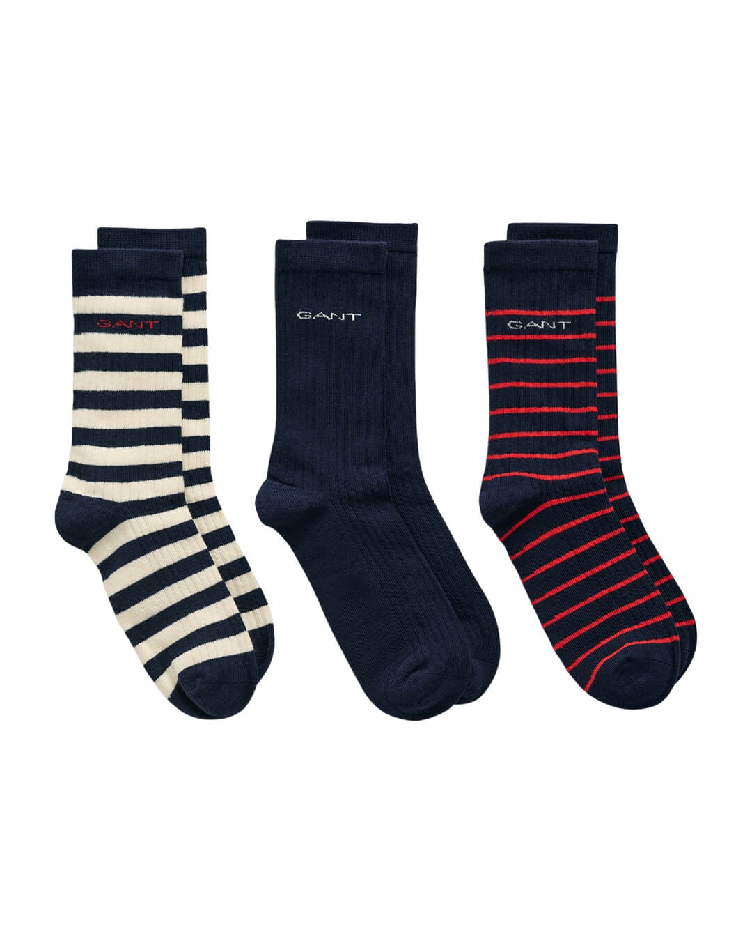 Gant Socks Gant Evening Blue 3-Pack Striped Rib Socks