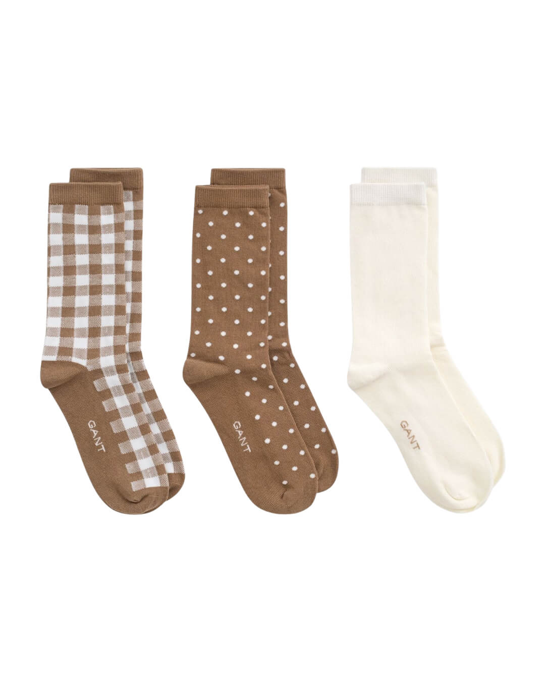 Gant Socks Gant Khaki Dot And Gingham Check Socks 3 Pack G213 Warm