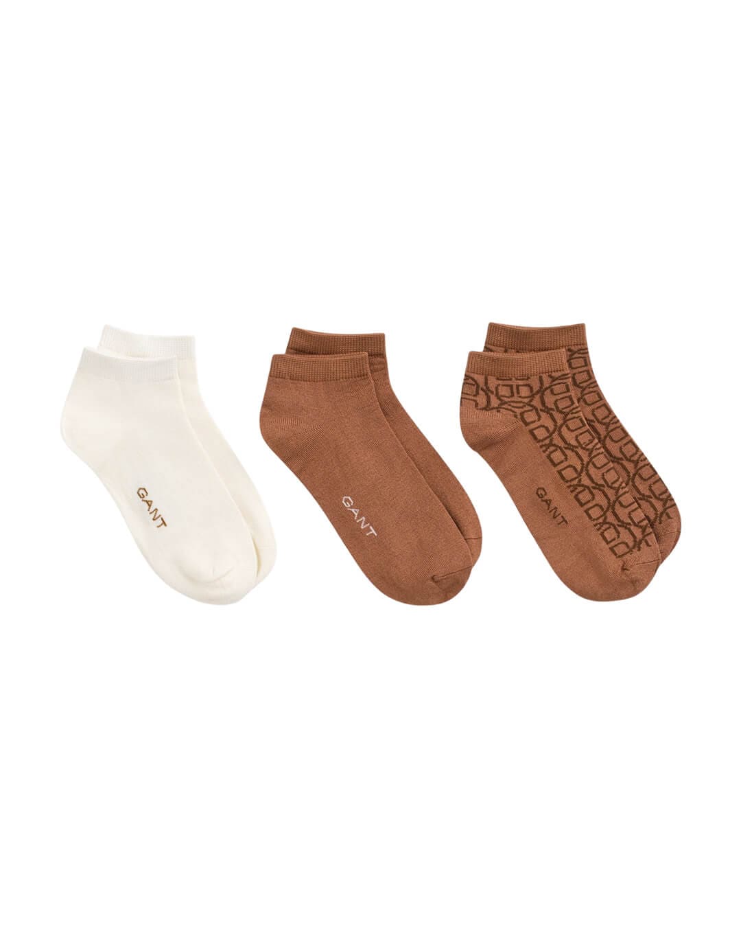 Gant Socks Gant MONOGRAM ANKLE SOCKS 3-PACK G230 WHISKEY BROWN