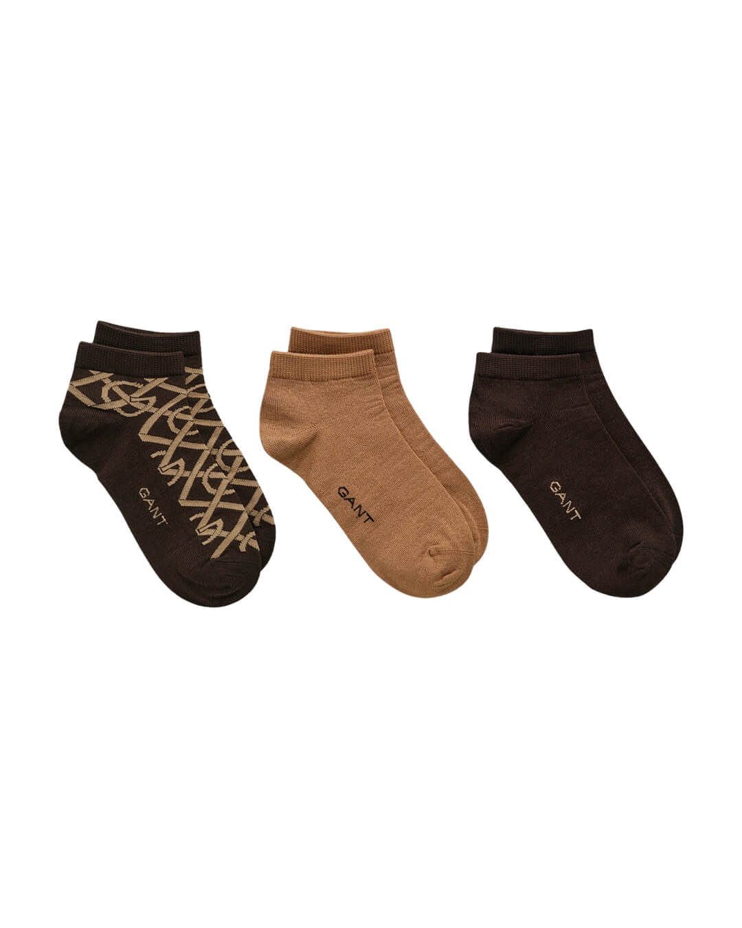 Gant Socks Gant Rich Brown 3-Pack G Patterned Ankle Socks