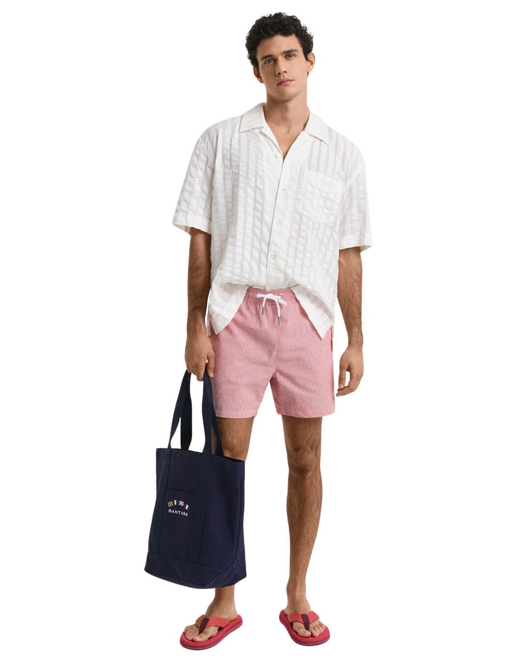 Gant Swimwear SEERSUCKER SWIM SHORTS G630 RUBY RED Red