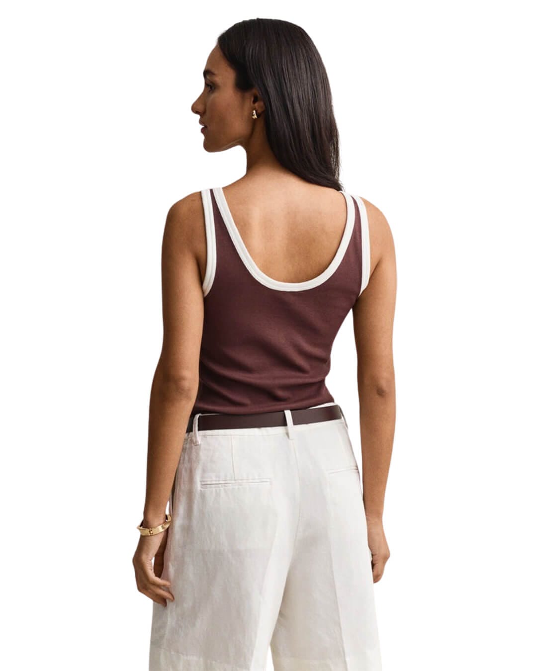 Gant T-Shirts Gant Contrast Color Ribbed Tank Top Fresh Soil T-Shirt