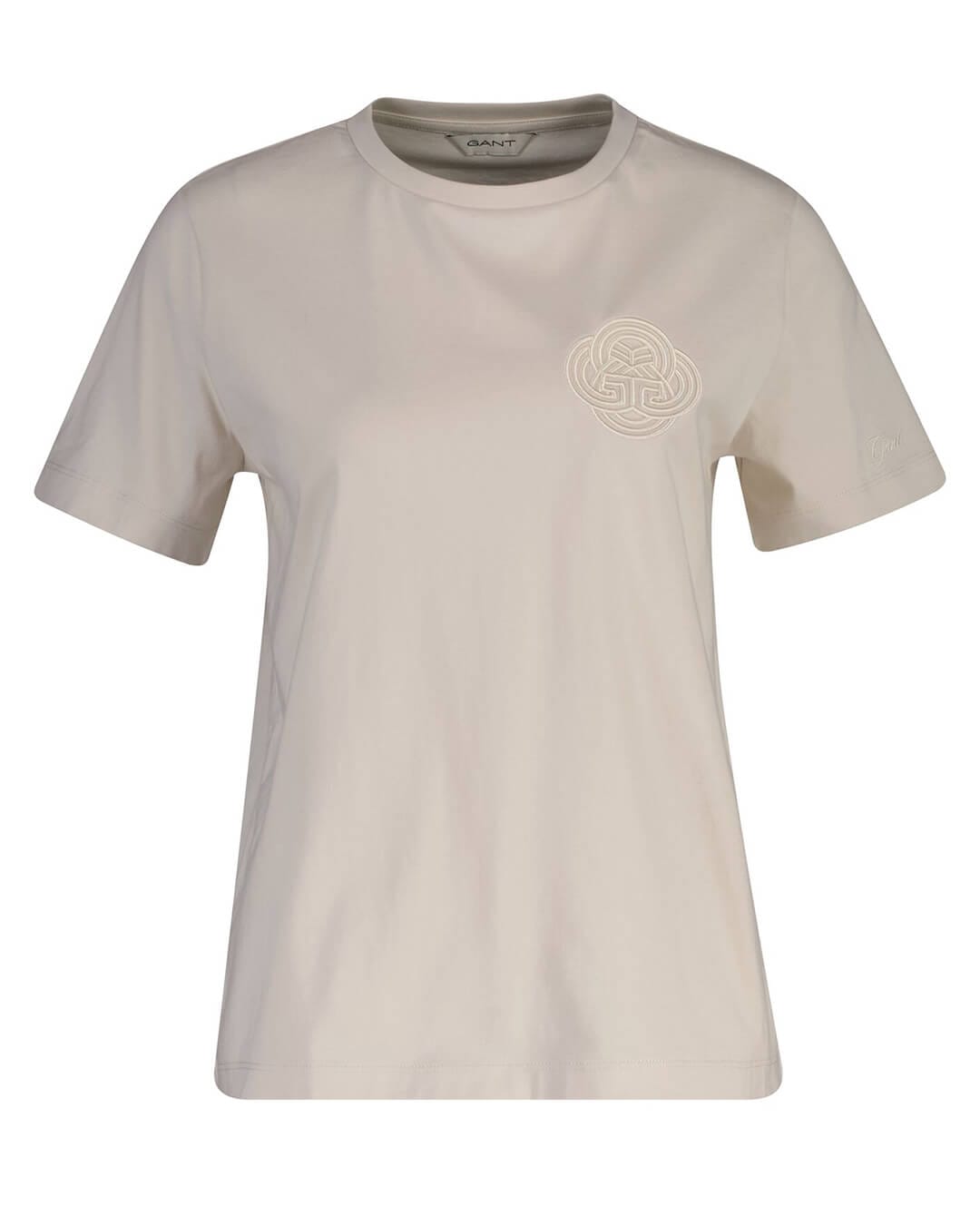 Gant T-Shirts Gant Grey Reg Cotton Graphic Ss T Shirt G034 Putty