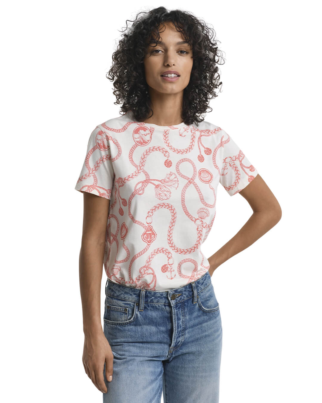 Gant T-Shirts REG SAILING PRINT SS T-SHIRT G651 ORANGE RED Red