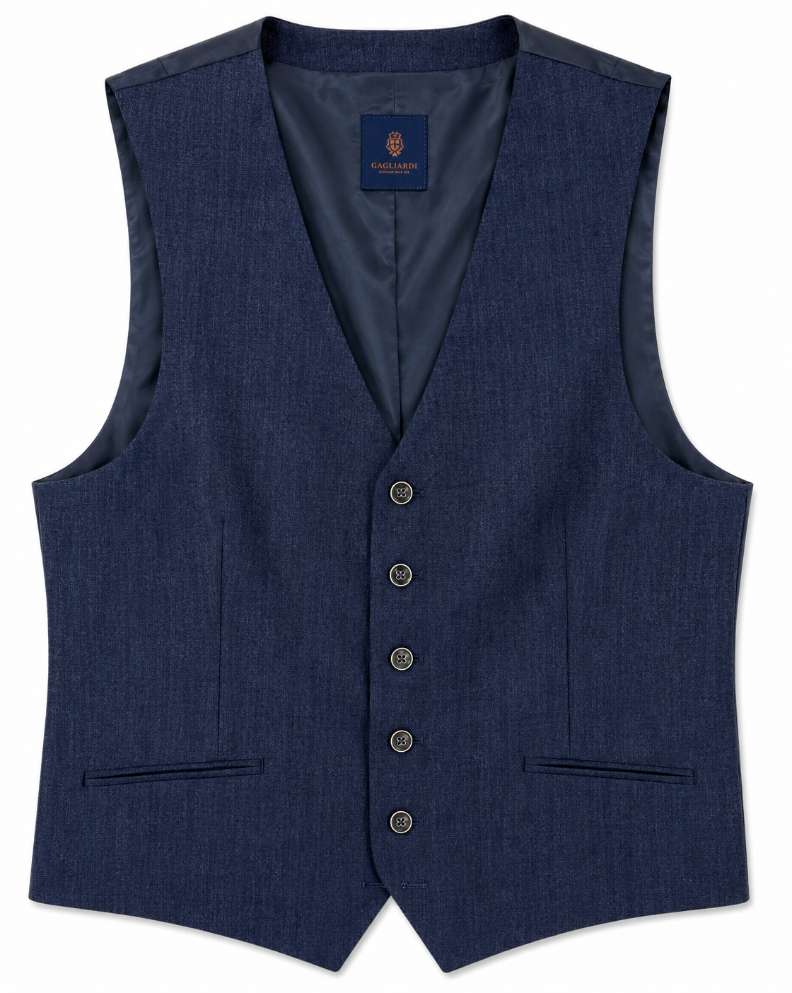 Gagliardi Blue M&M Waistcoat Linen Blue
