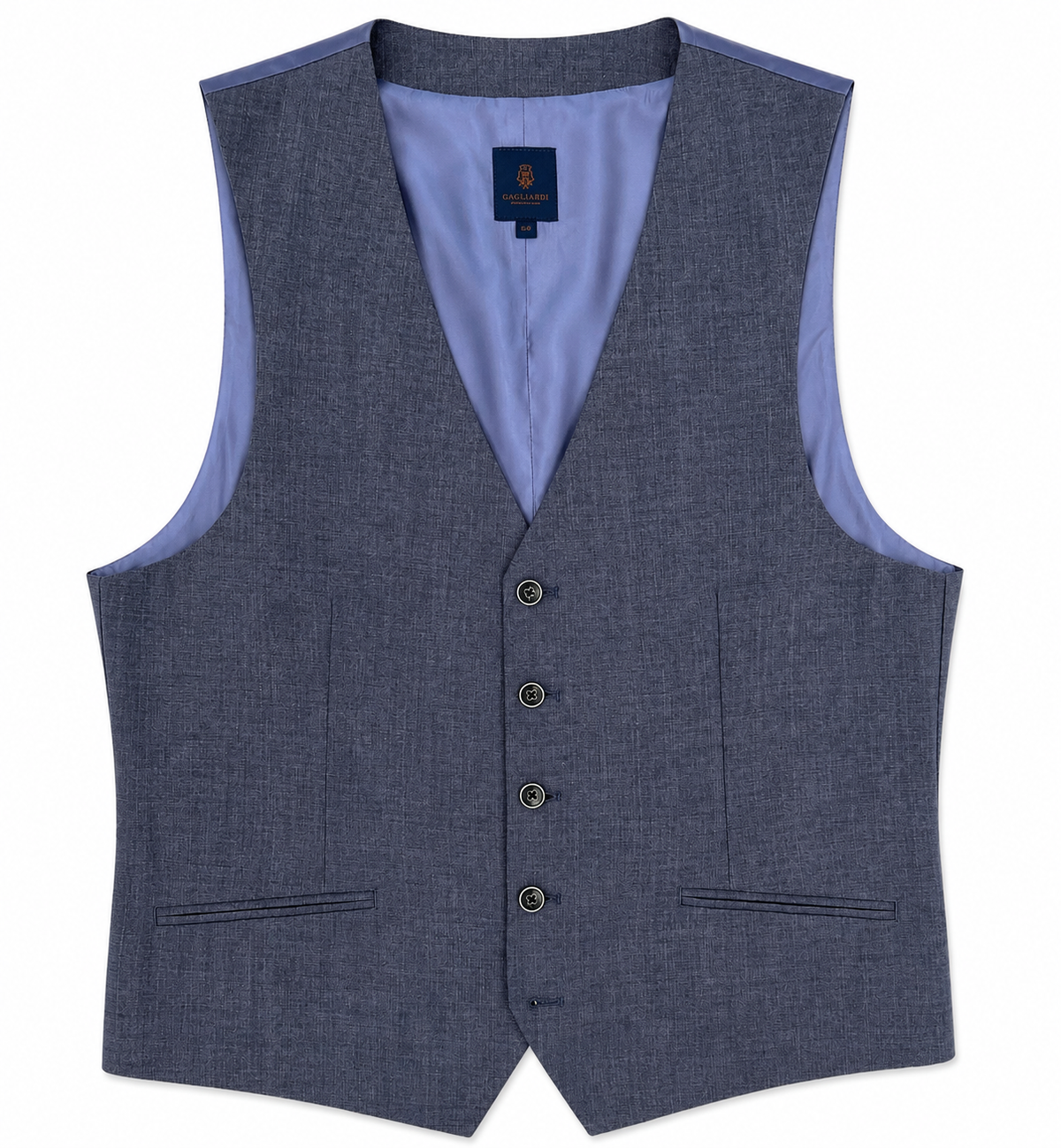 Gagliardi Blue Waistcoat Melange Linen