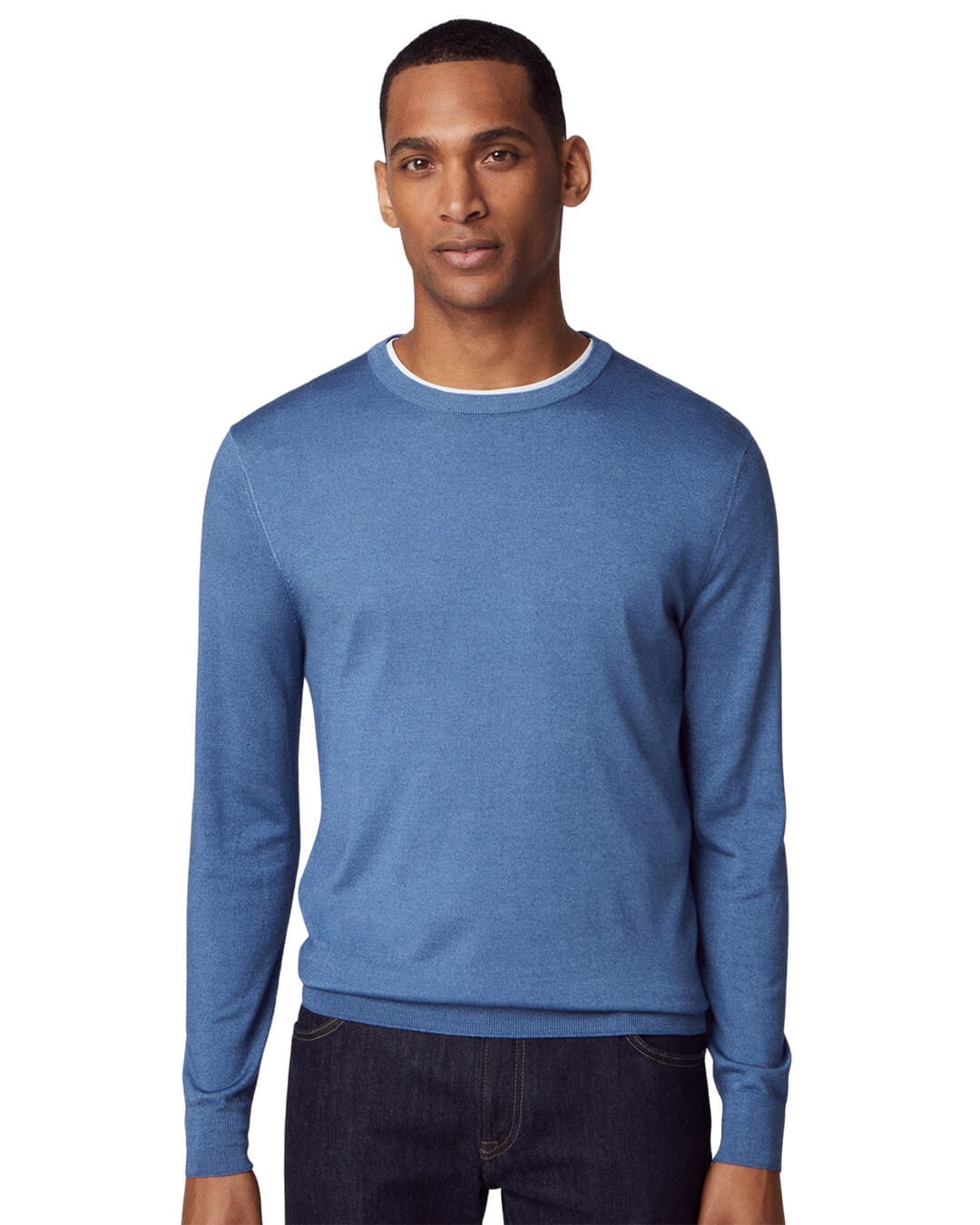 Hackett Jumpers Hackett Blue Merino Crew Neck Jumper