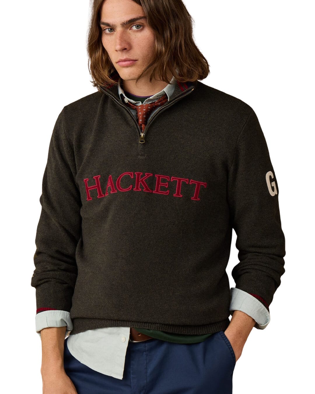 Hackett Jumpers Hackett Heritage Knit Hzip Hunter Green H781