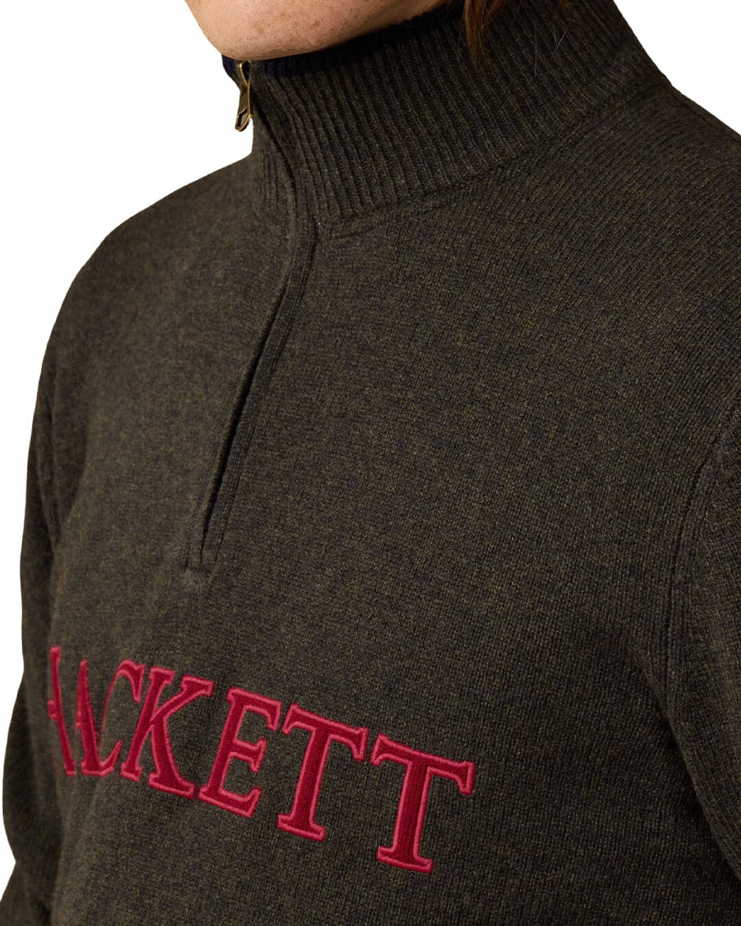Hackett Jumpers Hackett Heritage Knit Hzip Hunter Green H781