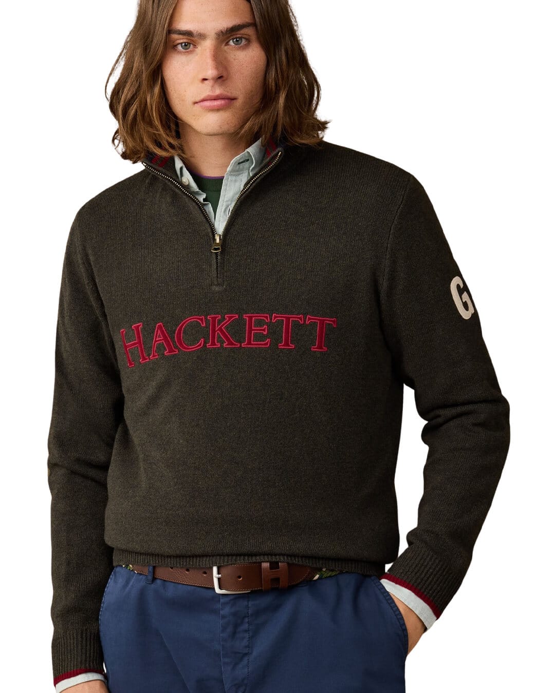 Hackett Jumpers Hackett Heritage Knit Hzip Hunter Green H781