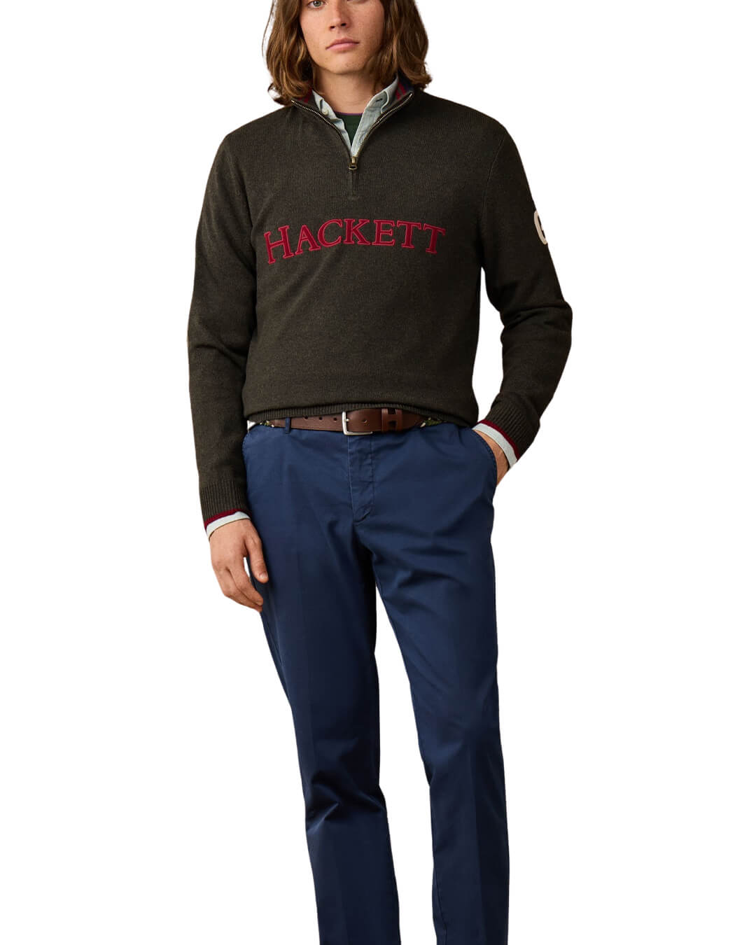 Hackett Jumpers Hackett Heritage Knit Hzip Hunter Green H781