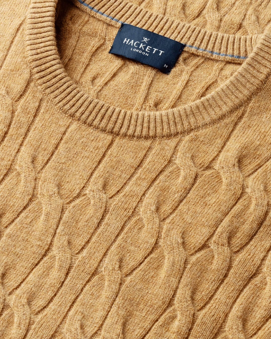 Hackett Jumpers Hackett Lambswool Cable Crew Tetley Beige H863
