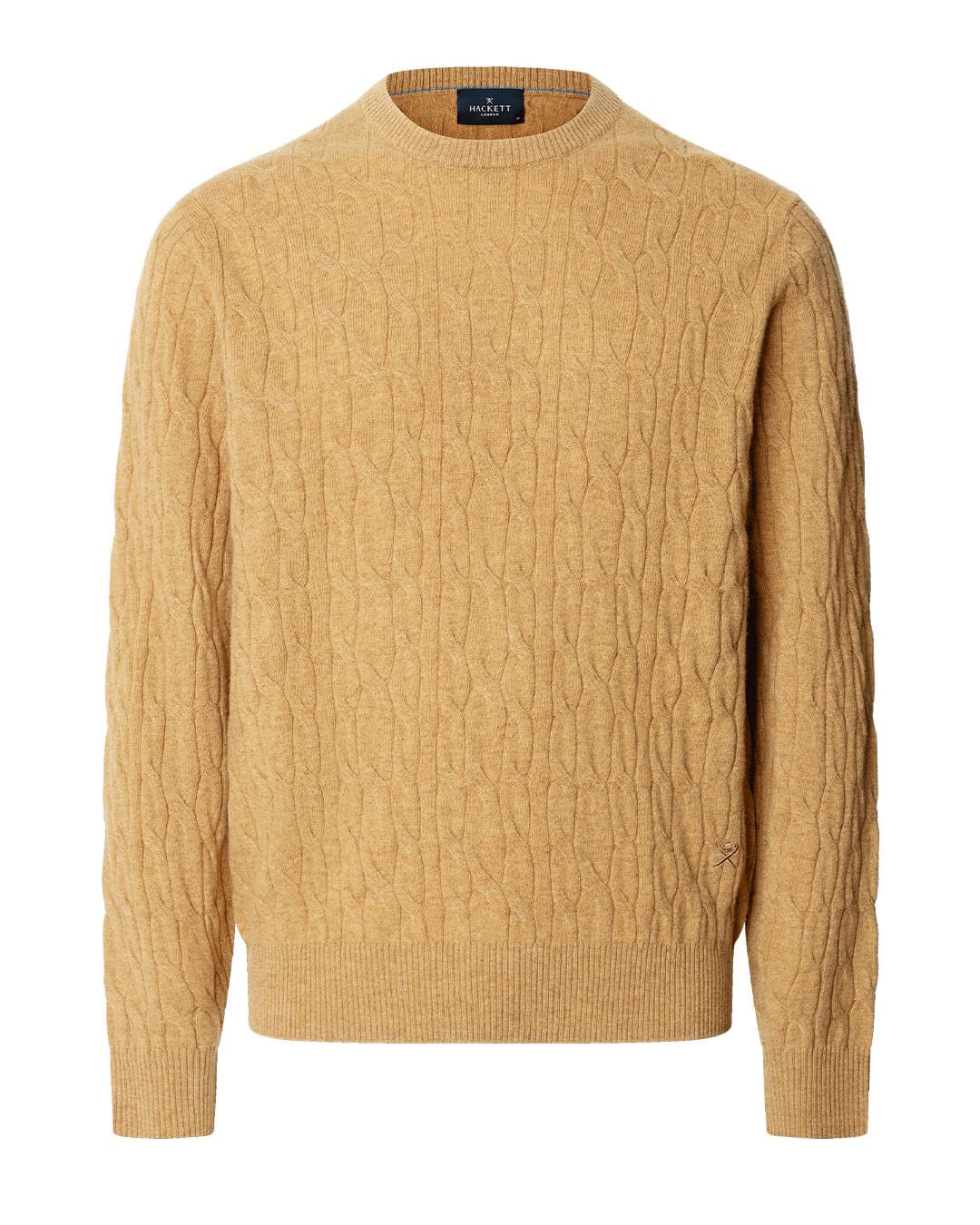 Hackett Jumpers Hackett Lambswool Cable Crew Tetley Beige H863