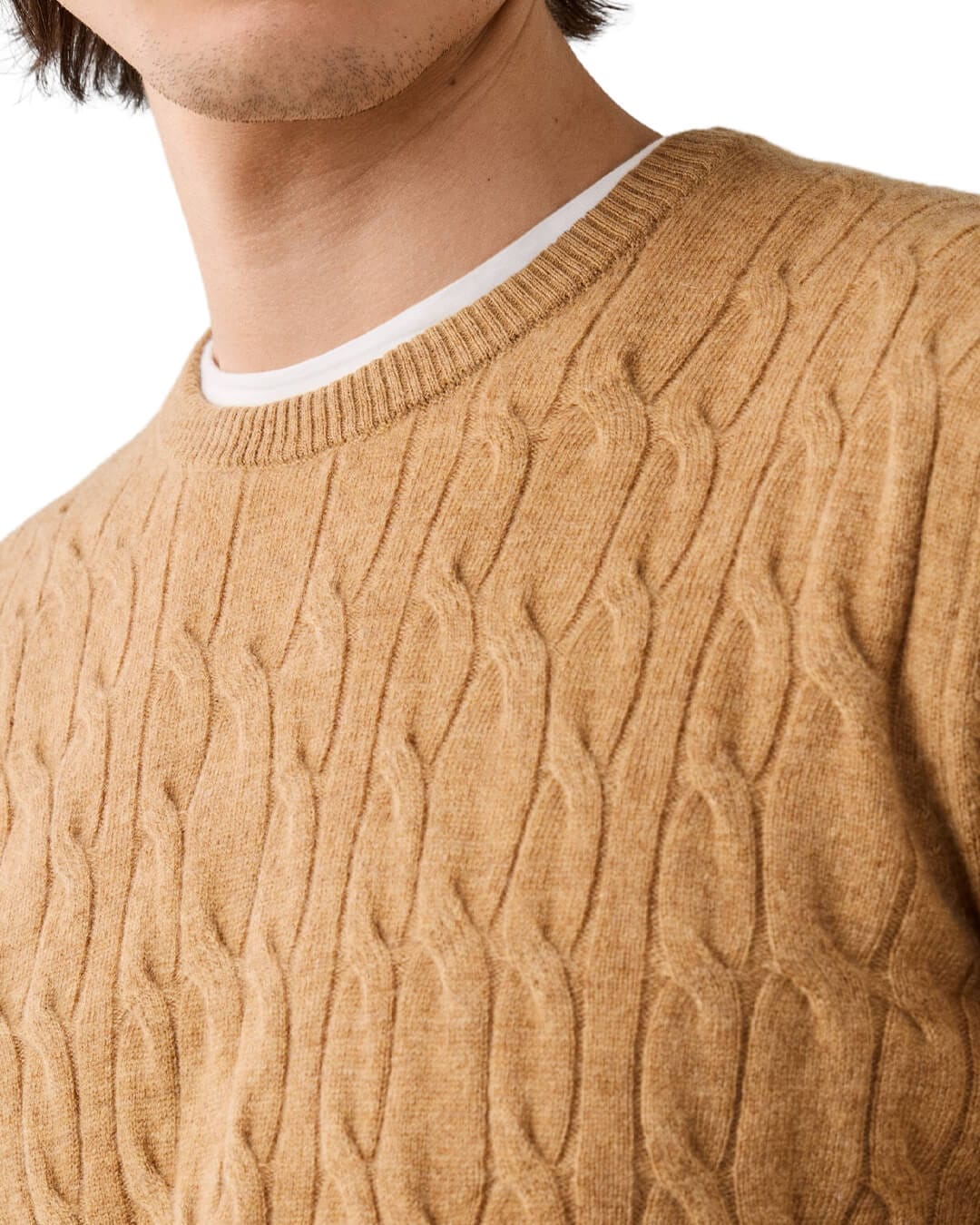 Hackett Jumpers Hackett Lambswool Cable Crew Tetley Beige H863