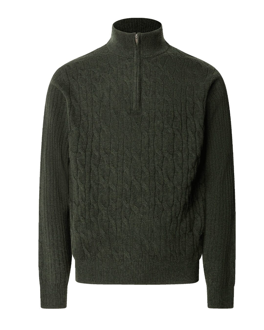 Hackett Jumpers Hackett Lambswool Cable Hzip Hunter Green H781