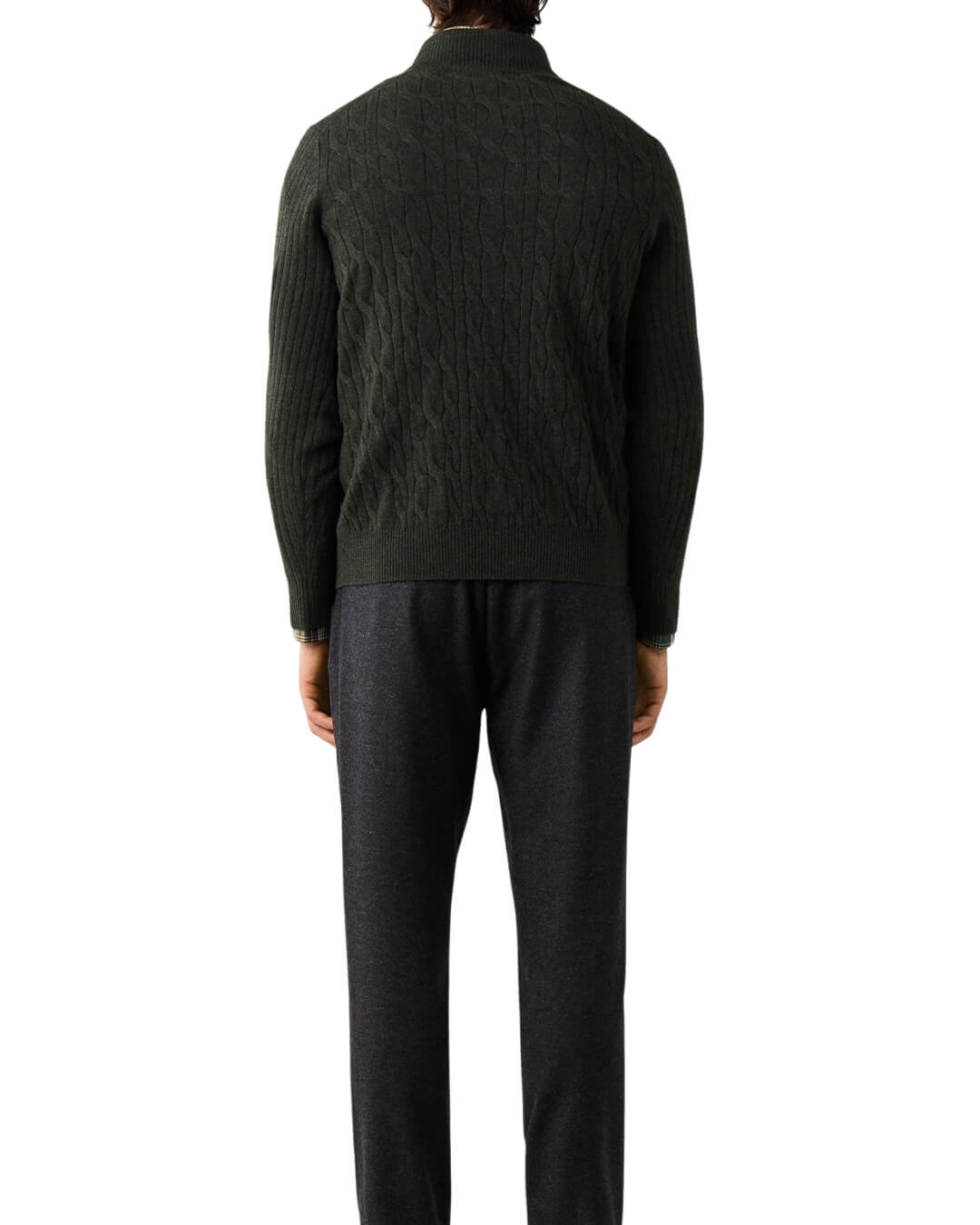 Hackett Jumpers Hackett Lambswool Cable Hzip Hunter Green H781