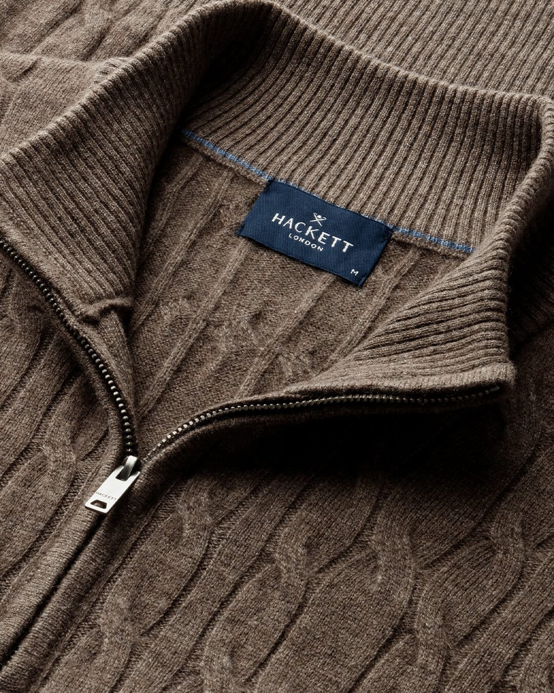 Hackett Jumpers Hackett Lambswool Cable Hzip Putty Beige H831