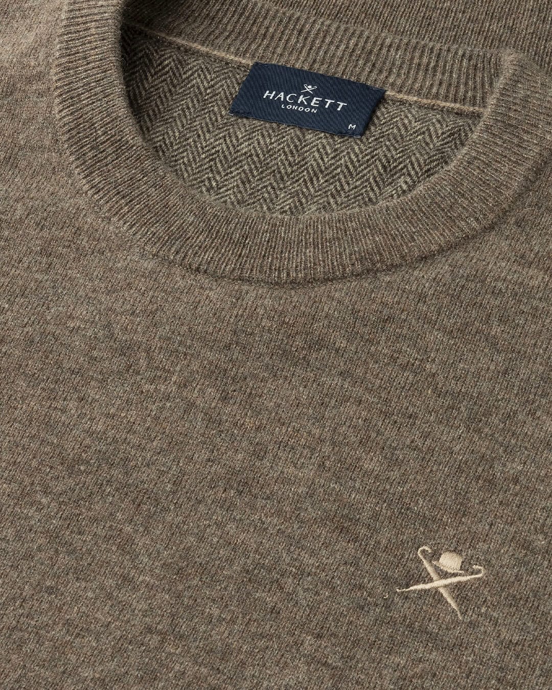 Hackett Jumpers HERRINGBONE TRIM CREW H831 PUTTY BEIGE