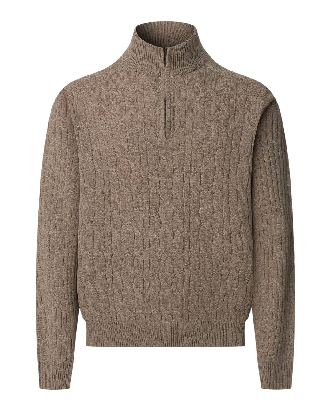 Hackett Jumpers LAMBSWOOL CABLE HALF ZIP H845 MALT BEIGE