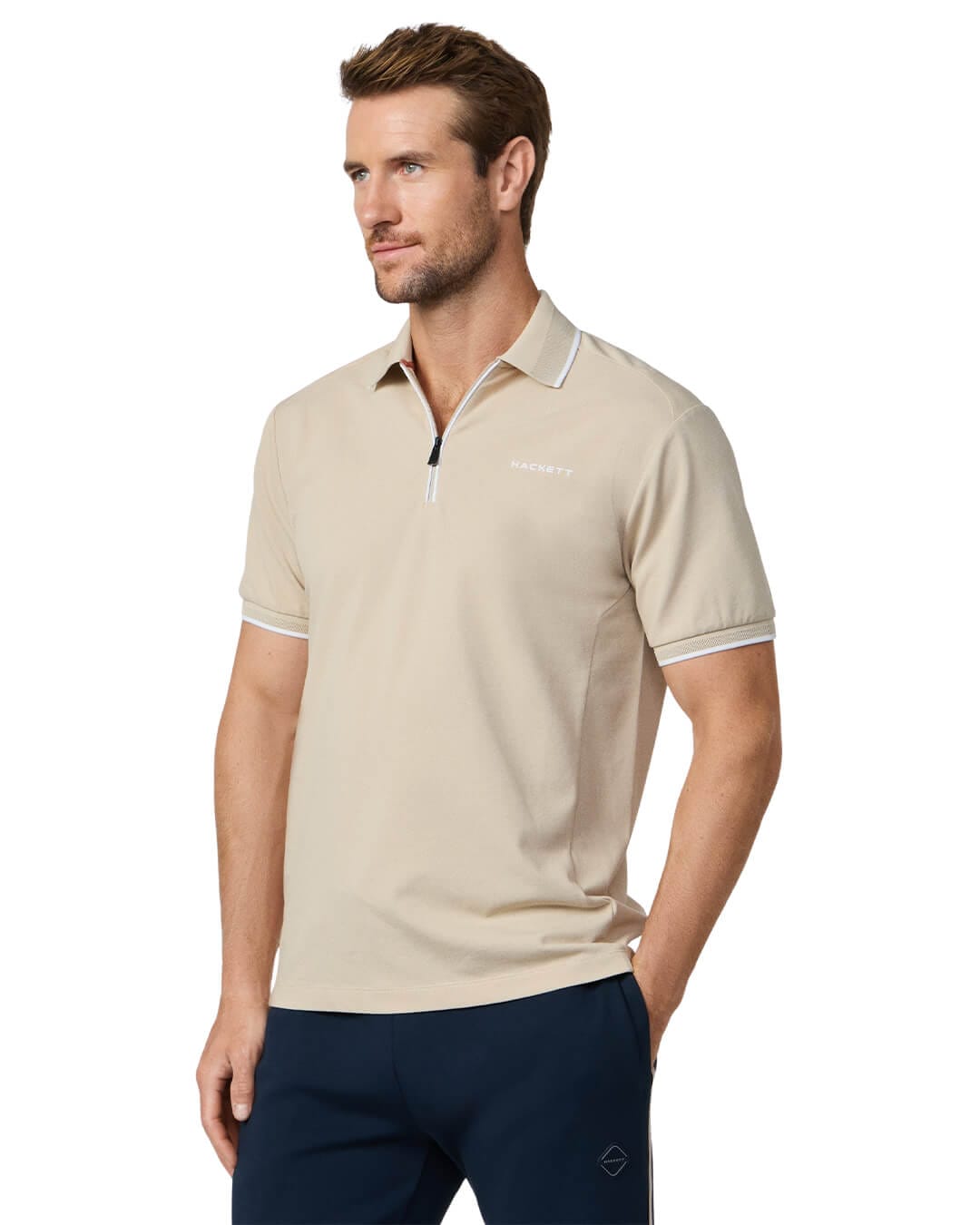 Hackett Polo Shirts Hackett Beige Hs City Hz  Polo Shirt