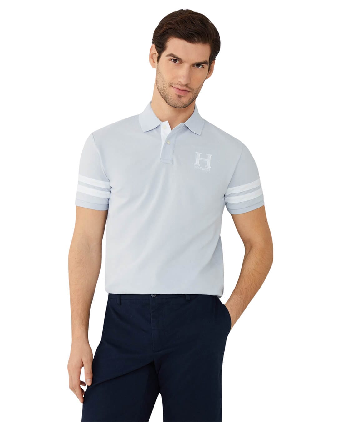 Hackett Polo Shirts Hackett Blue Heritage Contrast Collar Polo Shirt
