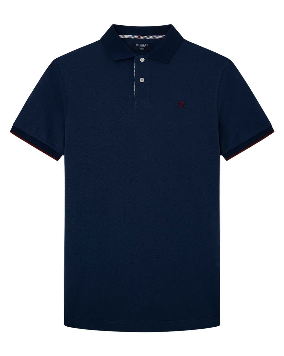 Hackett Polo Shirts Hackett Denim Blue Woven Trim Polo Shirt