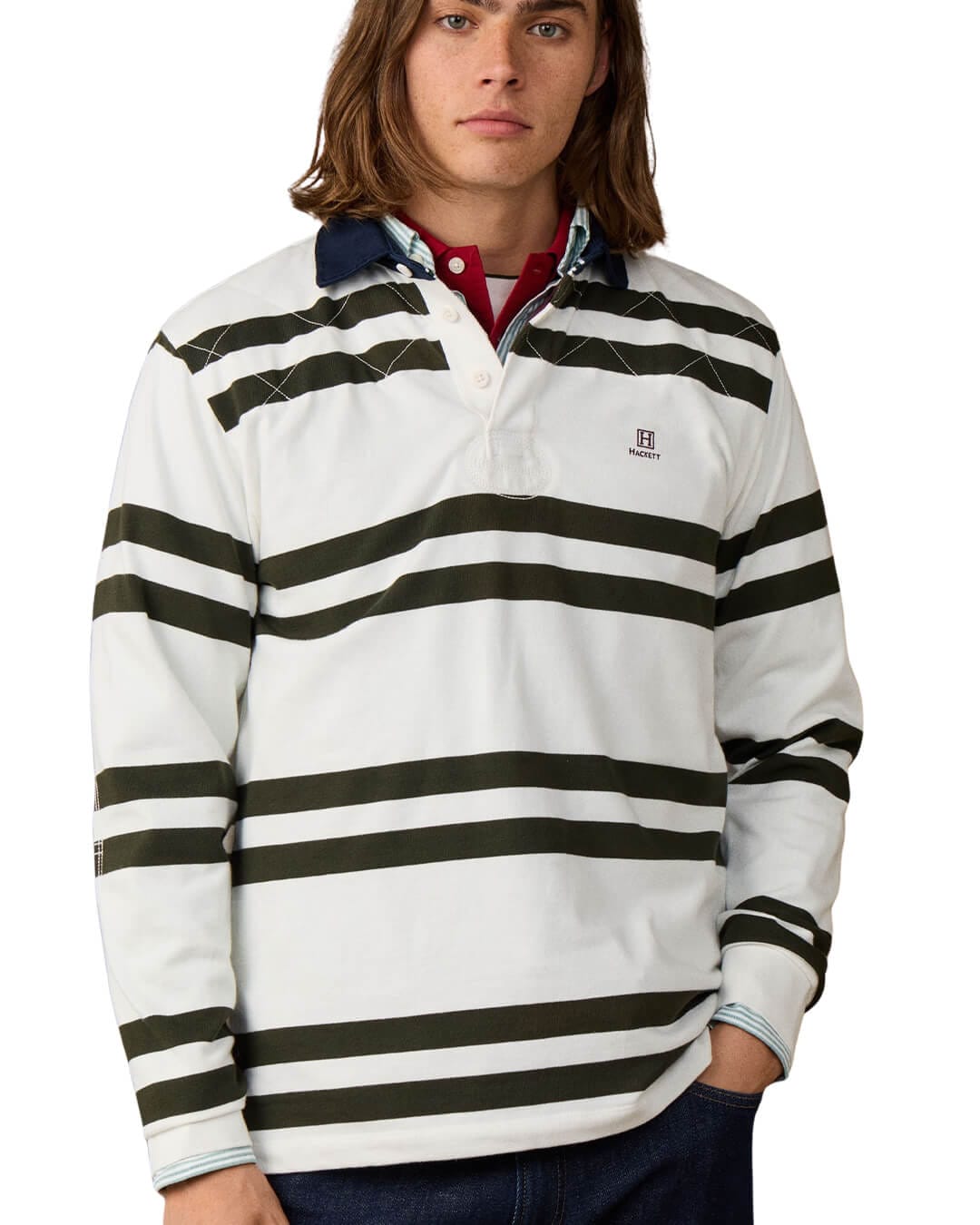 Hackett Polo Shirts Hackett Heritage H Dbl Str Rby Off White H803