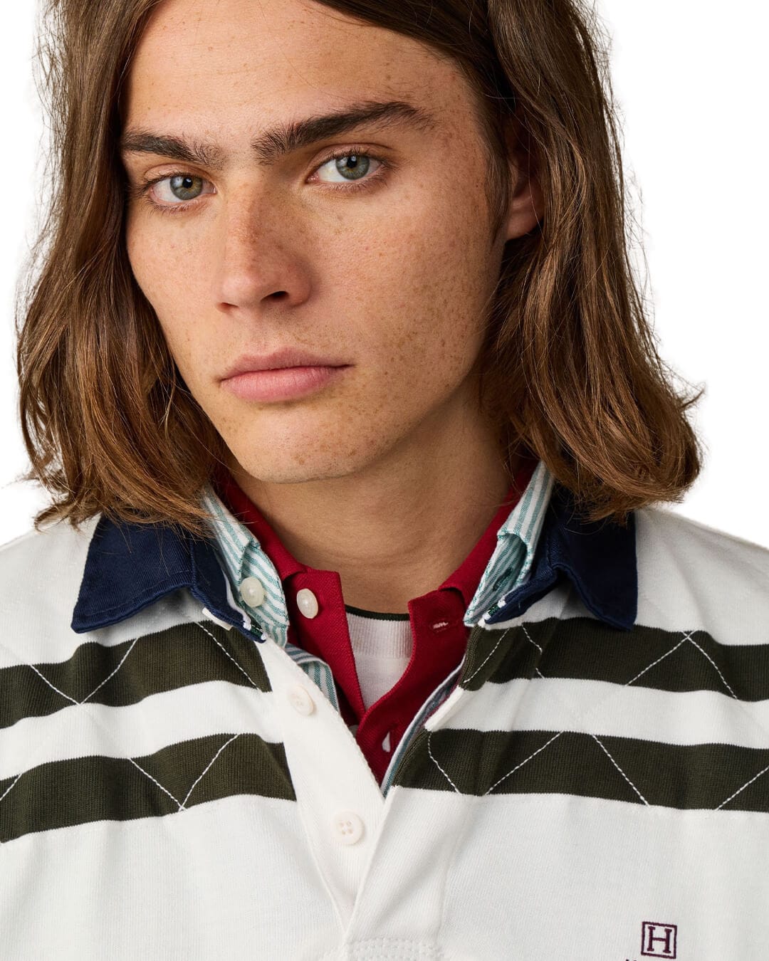 Hackett Polo Shirts Hackett Heritage H Dbl Str Rby Off White H803