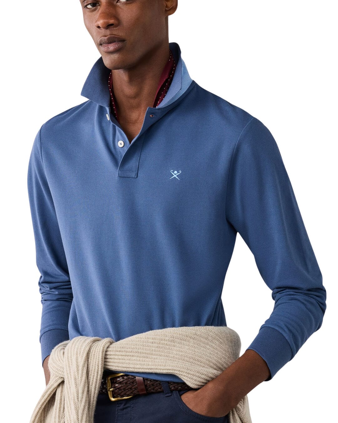 Hackett Polo Shirts Hackett Slim Fit Logo Ls Airforce Blue H596