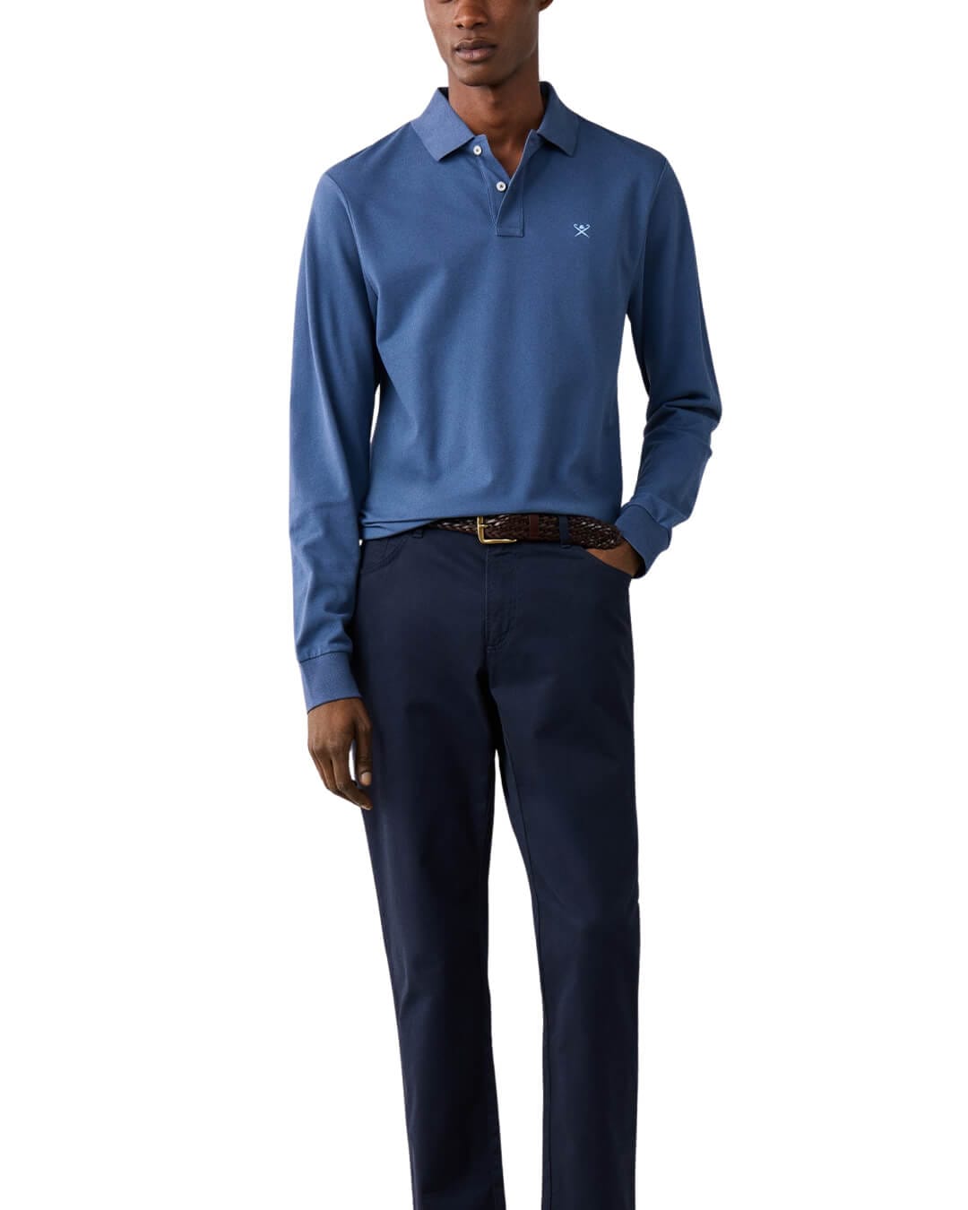 Hackett Polo Shirts Hackett Slim Fit Logo Ls Airforce Blue H596